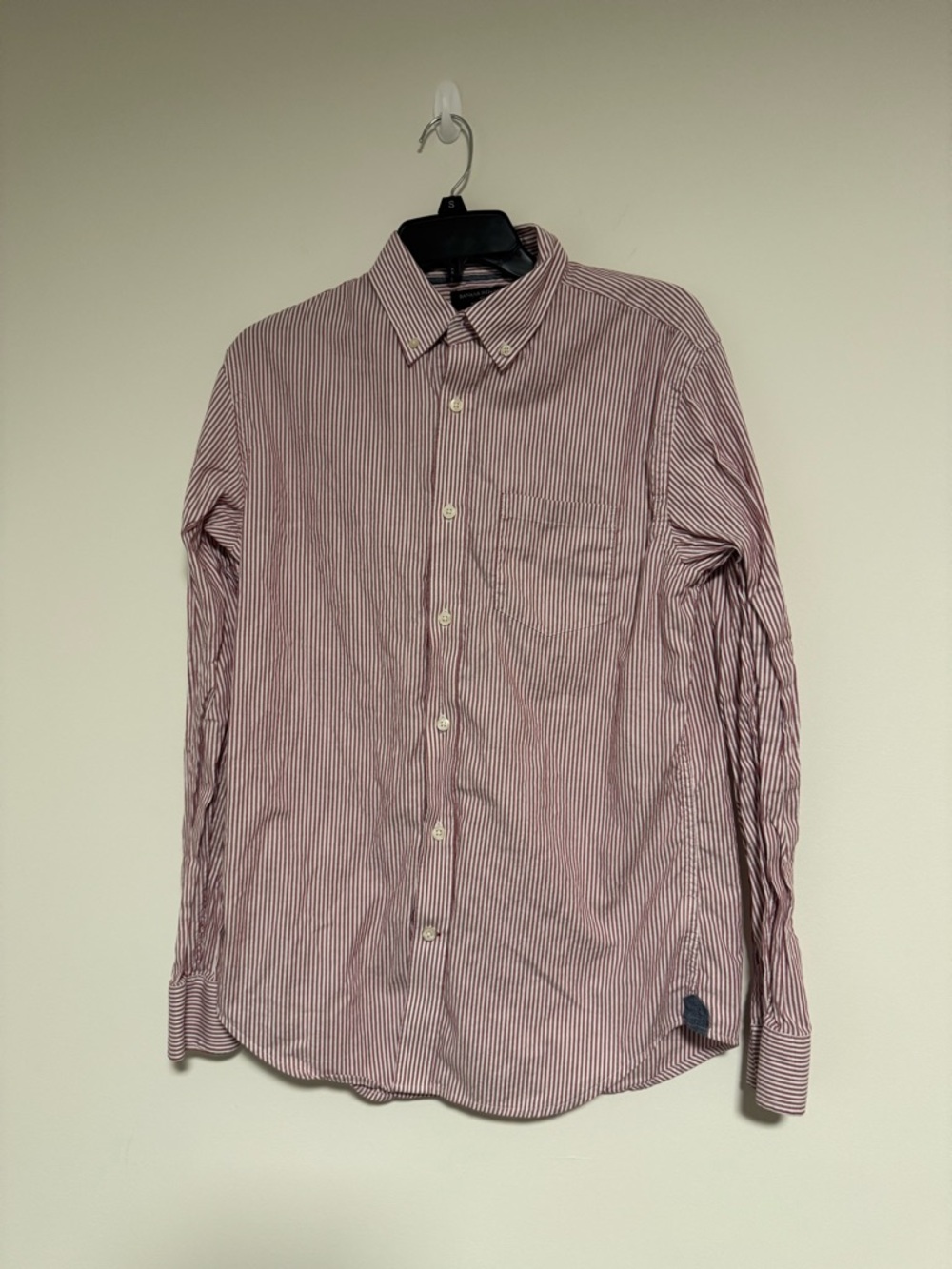 Banana Republic Factory Red and White Striped Button-Down Shirt